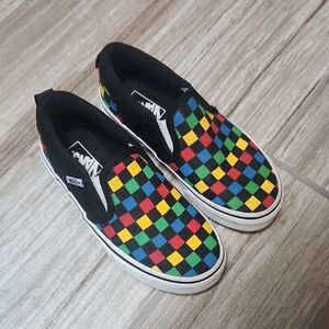 Vans Kids Colorful Checkered Slip-On Sneakers